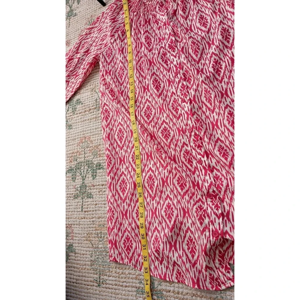 Maeve Anthropologie Ikat Print Smocked Neck Button‎ Front Dress Tunic S Boho - Picture 12 of 12